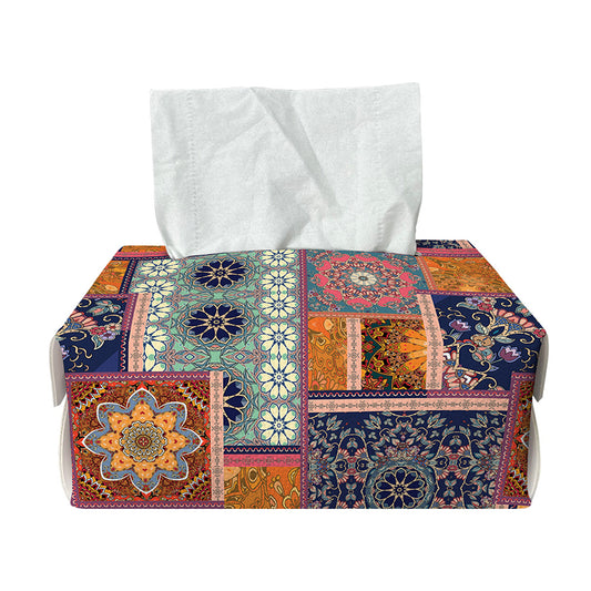 Ethnic Floral Patchwork Pattern Print Rectangle Tissue Box Cover