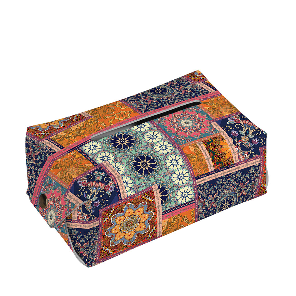 Ethnic Floral Patchwork Pattern Print Rectangle Tissue Box Cover