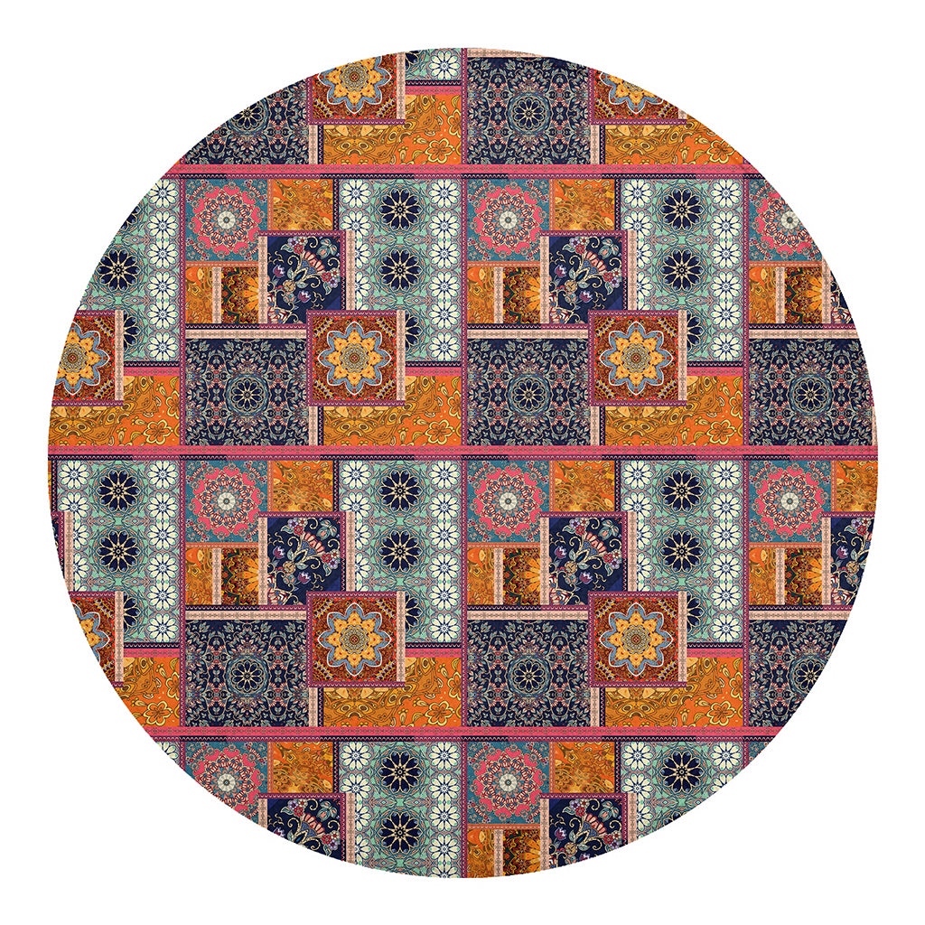 Ethnic Floral Patchwork Pattern Print Round Blanket