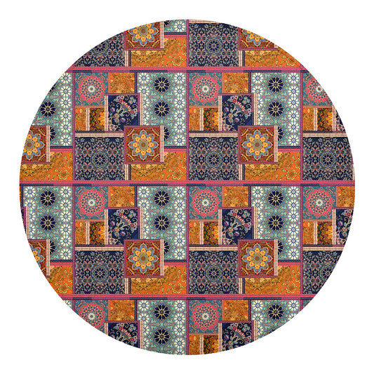 Ethnic Floral Patchwork Pattern Print Round Blanket