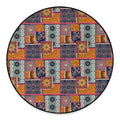 Ethnic Floral Patchwork Pattern Print Round Floor Mat