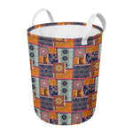 Ethnic Floral Patchwork Pattern Print Round Laundry Basket