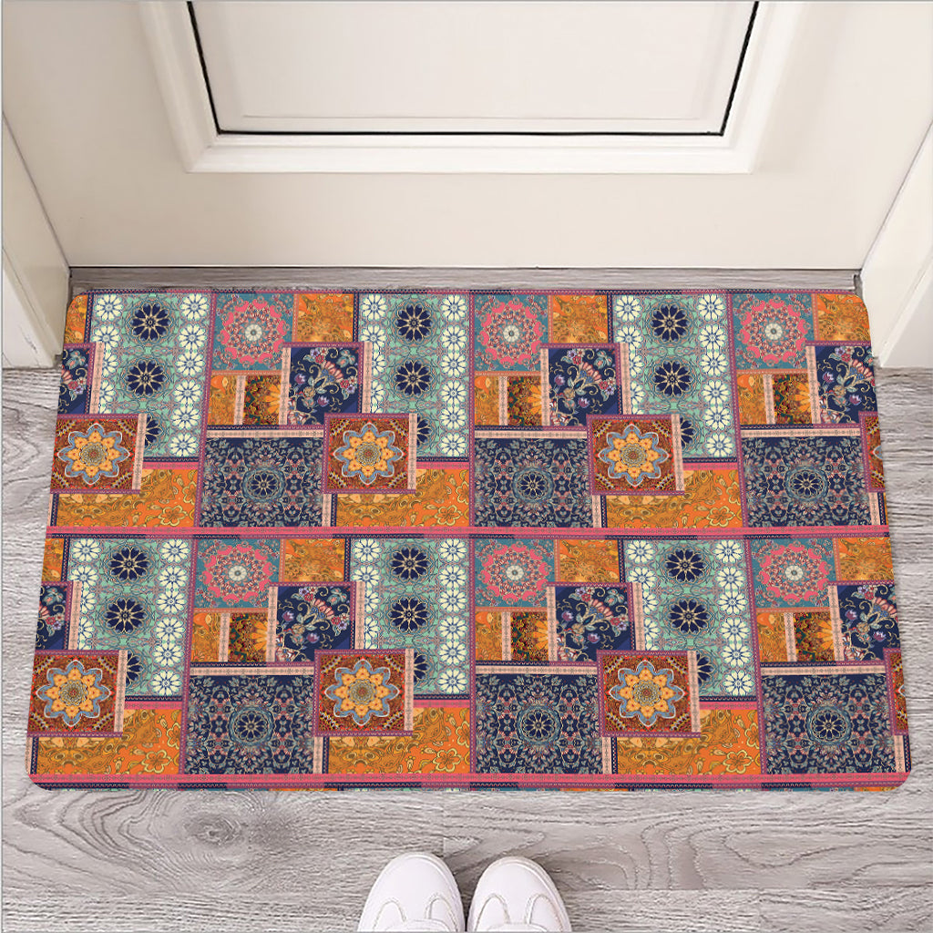 Ethnic Floral Patchwork Pattern Print Rubber Doormat