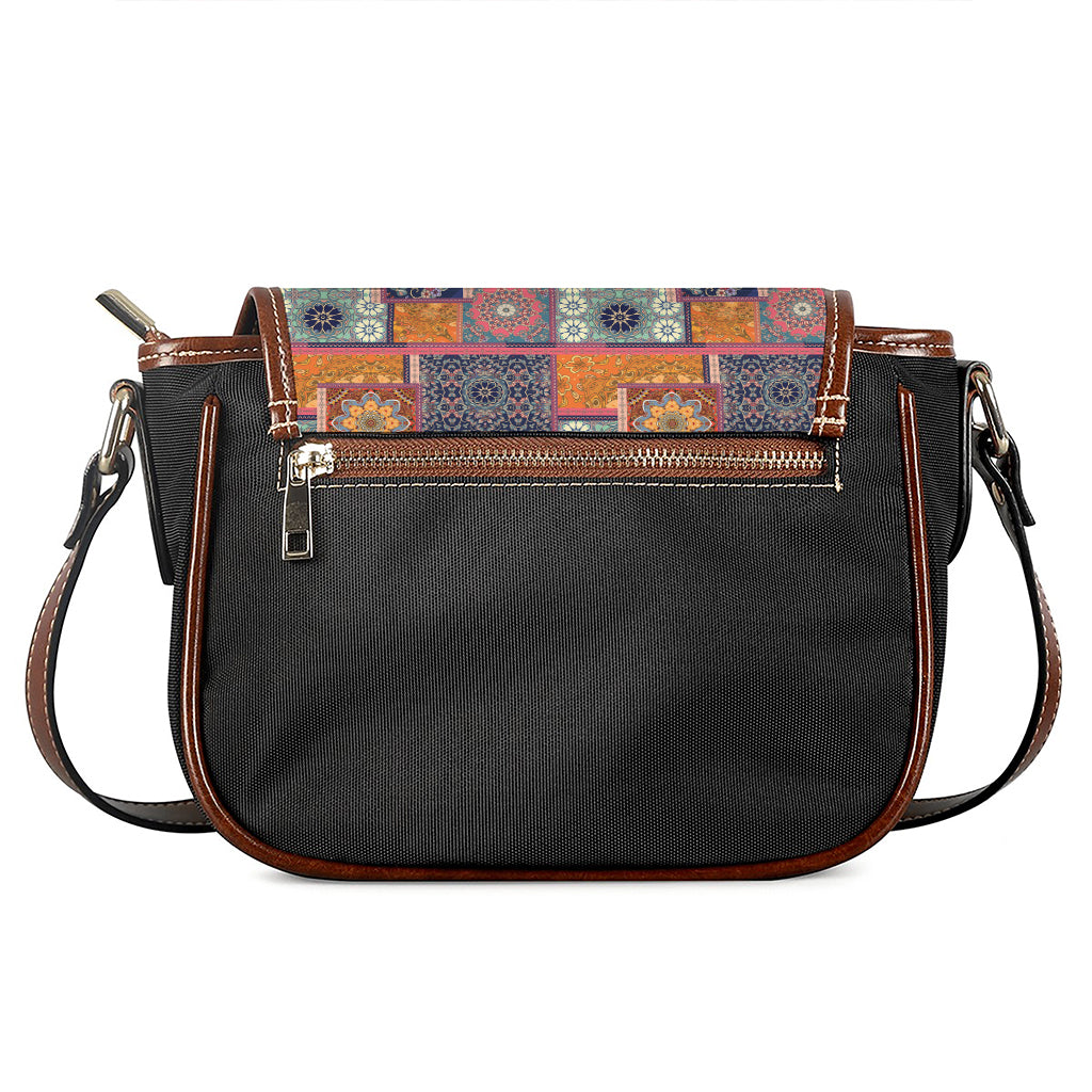 Ethnic Floral Patchwork Pattern Print Saddle Bag