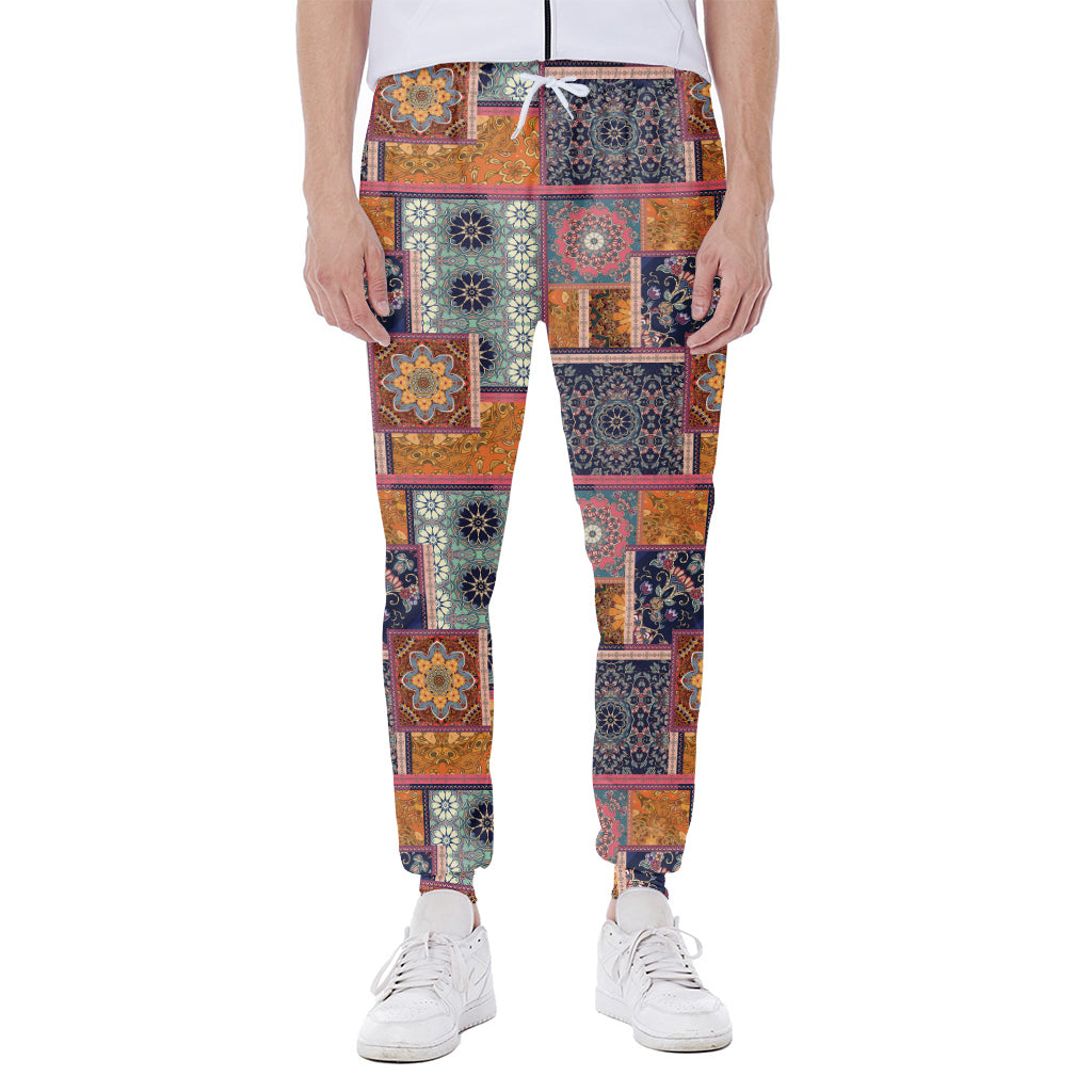 Ethnic Floral Patchwork Pattern Print Scuba Joggers