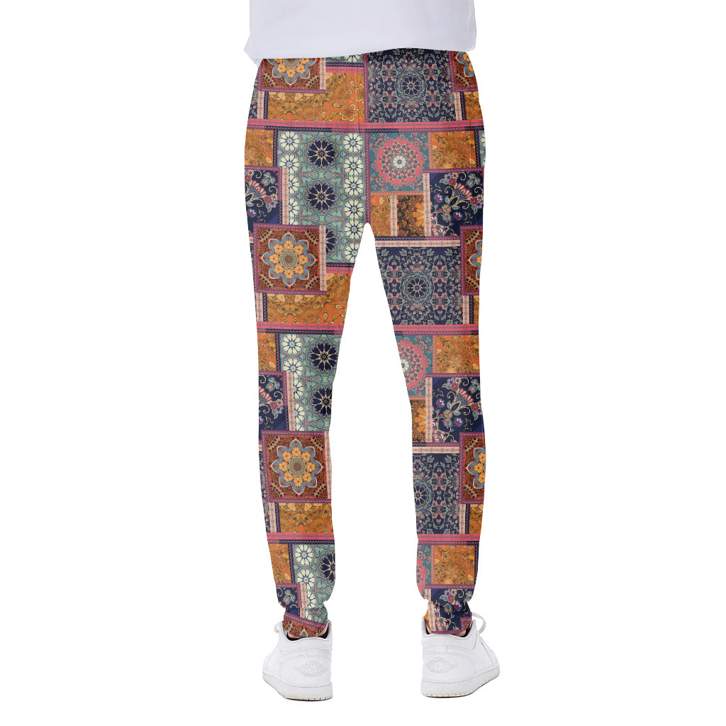 Ethnic Floral Patchwork Pattern Print Scuba Joggers