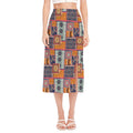 Ethnic Floral Patchwork Pattern Print Side Slit Midi Skirt