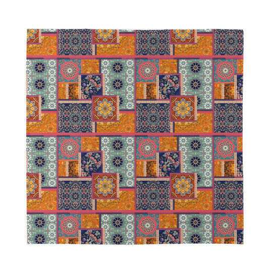 Ethnic Floral Patchwork Pattern Print Silk Bandana