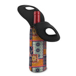 Ethnic Floral Patchwork Pattern Print Single Neoprene Wine Tote