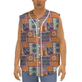 Ethnic Floral Patchwork Pattern Print Sleeveless Baseball Jersey