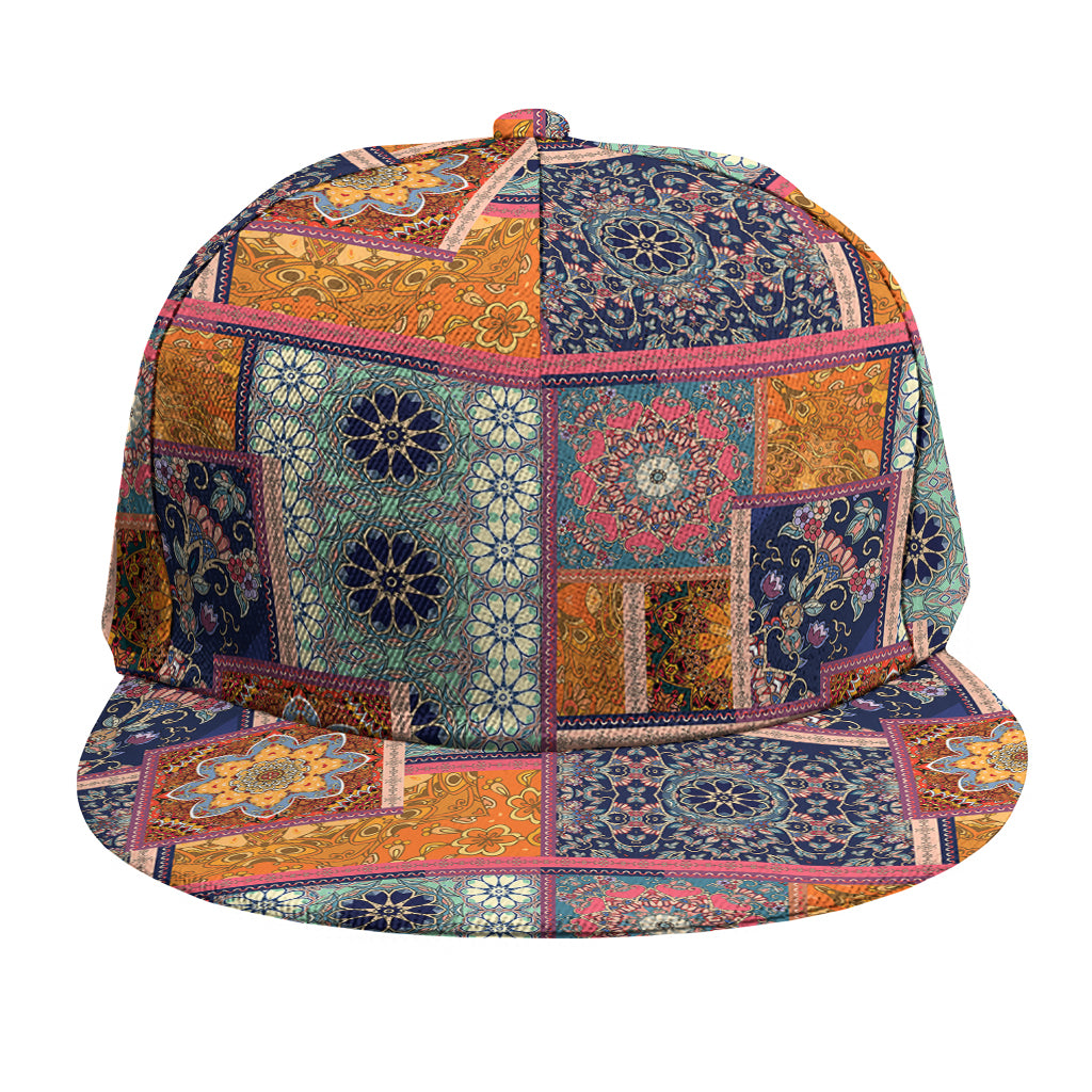 Ethnic Floral Patchwork Pattern Print Snapback Cap
