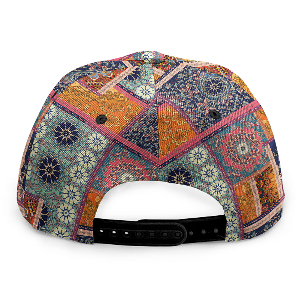 Ethnic Floral Patchwork Pattern Print Snapback Cap
