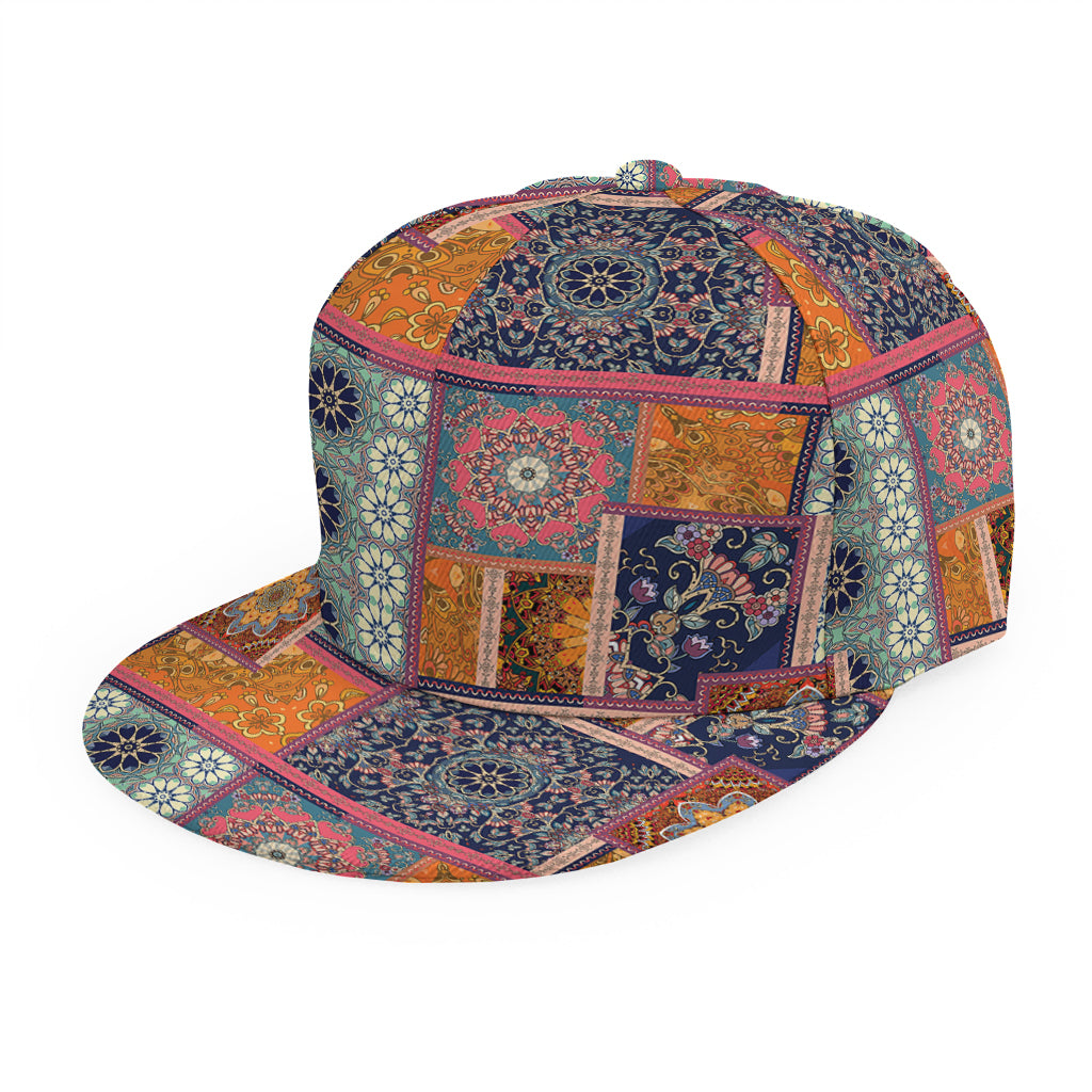 Ethnic Floral Patchwork Pattern Print Snapback Cap