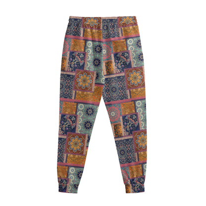 Ethnic Floral Patchwork Pattern Print Sweatpants