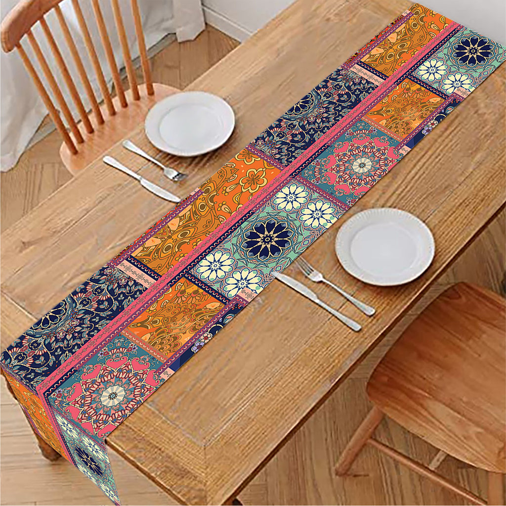 Ethnic Floral Patchwork Pattern Print Table Runner