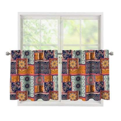 Ethnic Floral Patchwork Pattern Print Tier Curtains