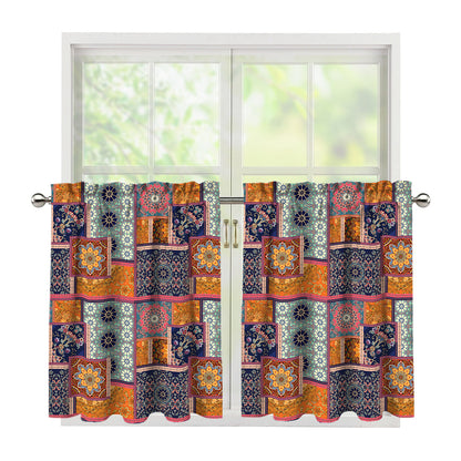 Ethnic Floral Patchwork Pattern Print Tier Curtains