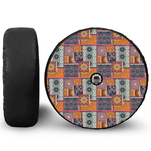 Ethnic Floral Patchwork Pattern Print Tire Cover With Camera Hole