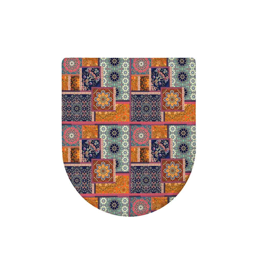 Ethnic Floral Patchwork Pattern Print Toilet Lid Cover
