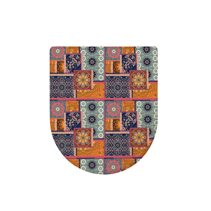 Ethnic Floral Patchwork Pattern Print Toilet Lid Cover
