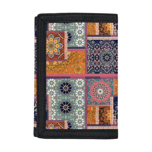Ethnic Floral Patchwork Pattern Print Trifold Wallet
