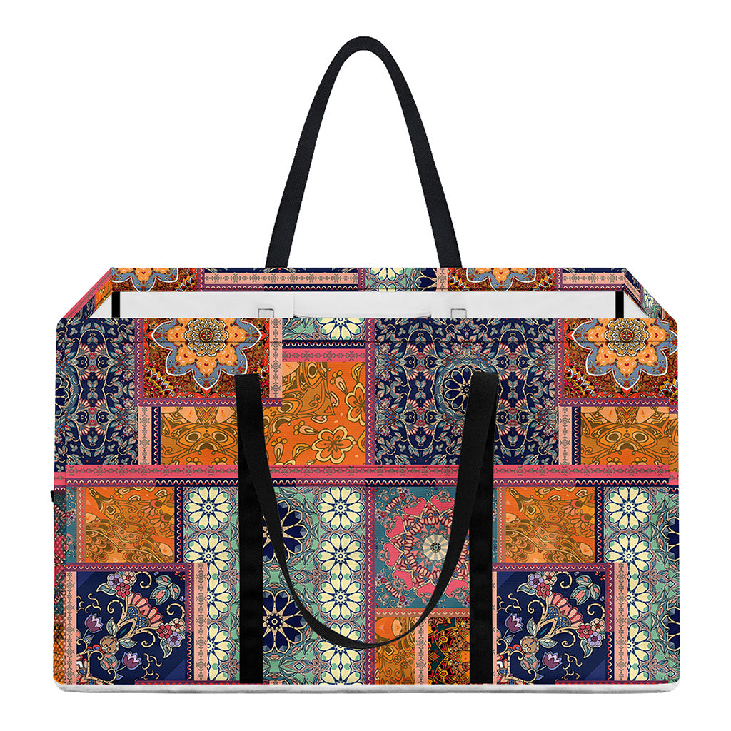 Ethnic Floral Patchwork Pattern Print Utility Tote Bag