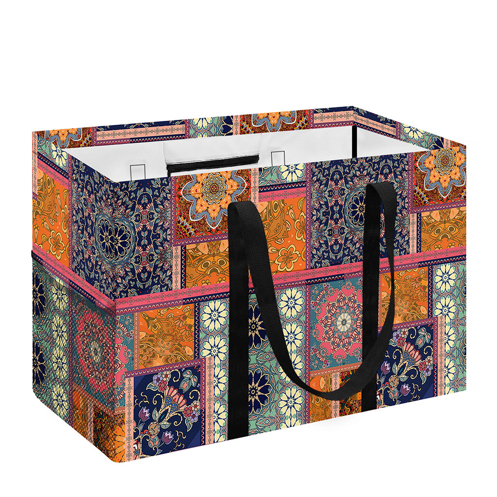 Ethnic Floral Patchwork Pattern Print Utility Tote Bag