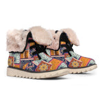 Ethnic Floral Patchwork Pattern Print Winter Boots