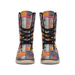 Ethnic Floral Patchwork Pattern Print Winter Boots