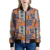 Ethnic Floral Patchwork Pattern Print Women's Bomber Jacket