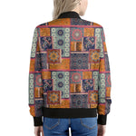 Ethnic Floral Patchwork Pattern Print Women's Bomber Jacket