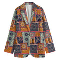 Ethnic Floral Patchwork Pattern Print Women's Cotton Blazer