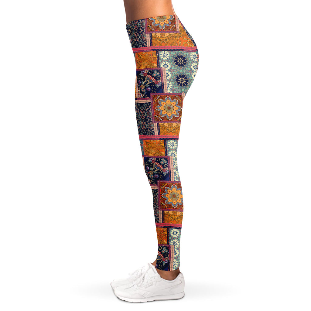 Ethnic Floral Patchwork Pattern Print Women's Leggings