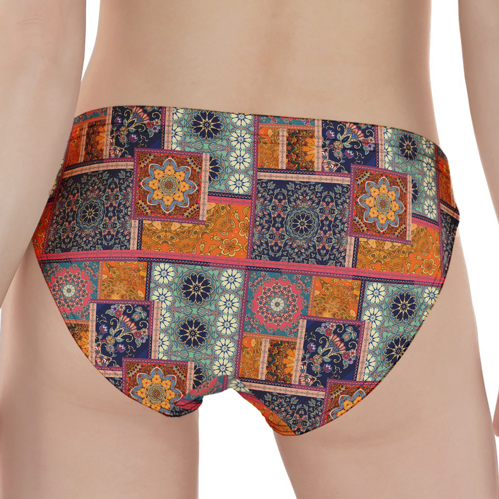 Ethnic Floral Patchwork Pattern Print Women's Panties