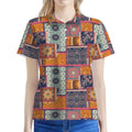 Ethnic Floral Patchwork Pattern Print Women's Polo Shirt