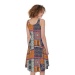 Ethnic Floral Patchwork Pattern Print Women's Sleeveless Dress