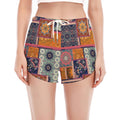 Ethnic Floral Patchwork Pattern Print Women's Split Running Shorts