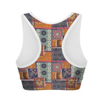 Ethnic Floral Patchwork Pattern Print Women's Sports Bra