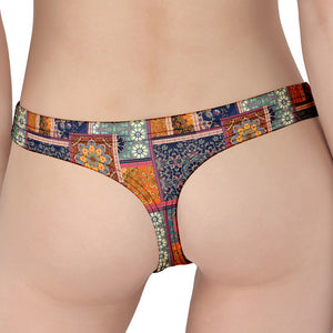 Ethnic Floral Patchwork Pattern Print Women's Thong