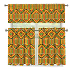 Ethnic Kente Pattern Print 3 Piece Kitchen Curtains