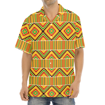 Ethnic Kente Pattern Print Aloha Shirt