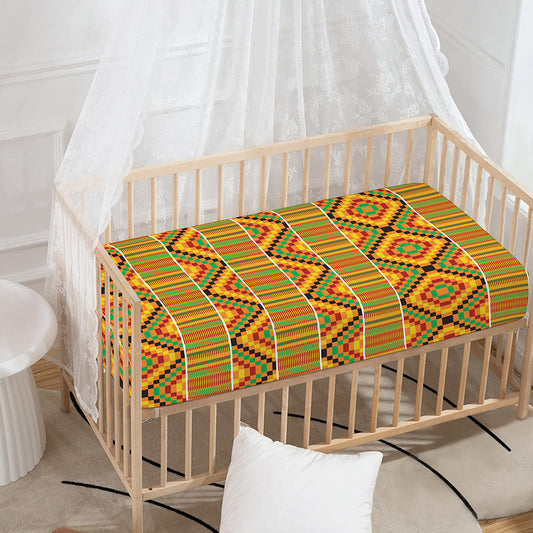 Ethnic Kente Pattern Print Baby Crib Sheet