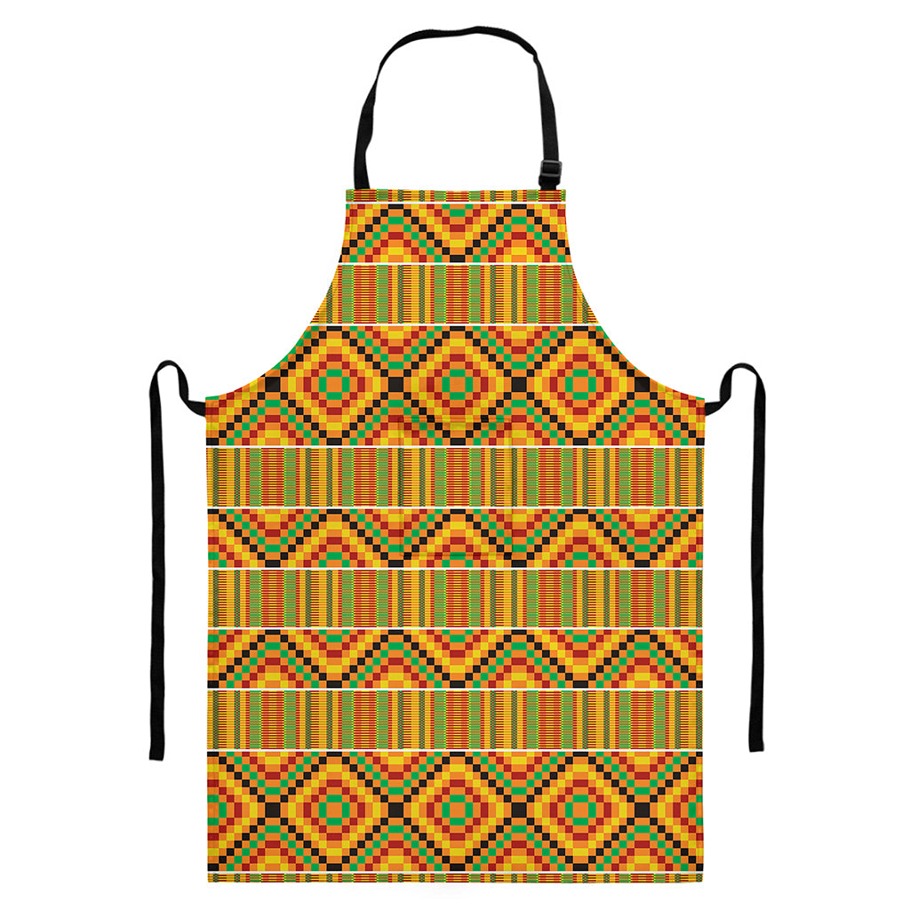 Ethnic Kente Pattern Print Bib Apron With Pocket
