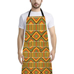 Ethnic Kente Pattern Print Bib Apron With Pocket