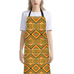 Ethnic Kente Pattern Print Bib Apron With Pocket