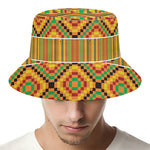 Ethnic Kente Pattern Print Bucket Hat