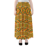 Ethnic Kente Pattern Print Chiffon Maxi Skirt