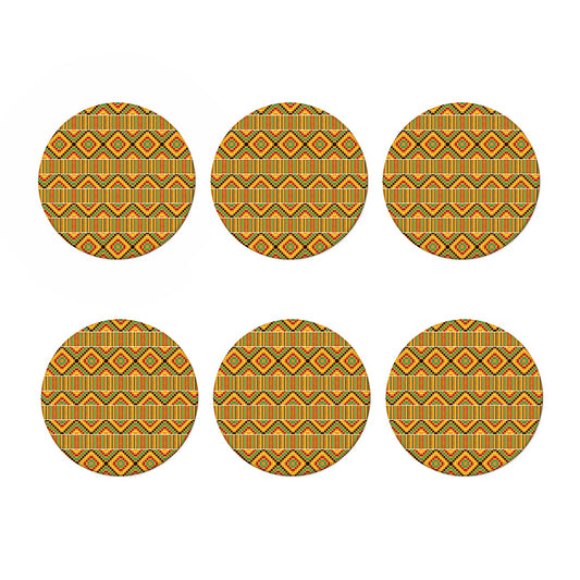 Ethnic Kente Pattern Print Coaster Set
