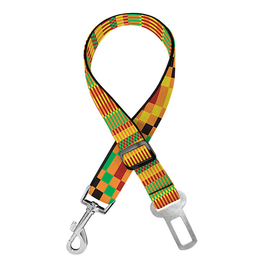 Ethnic Kente Pattern Print Dog Seat Belt