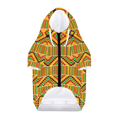 Ethnic Kente Pattern Print Dog Zip Up Hoodie
